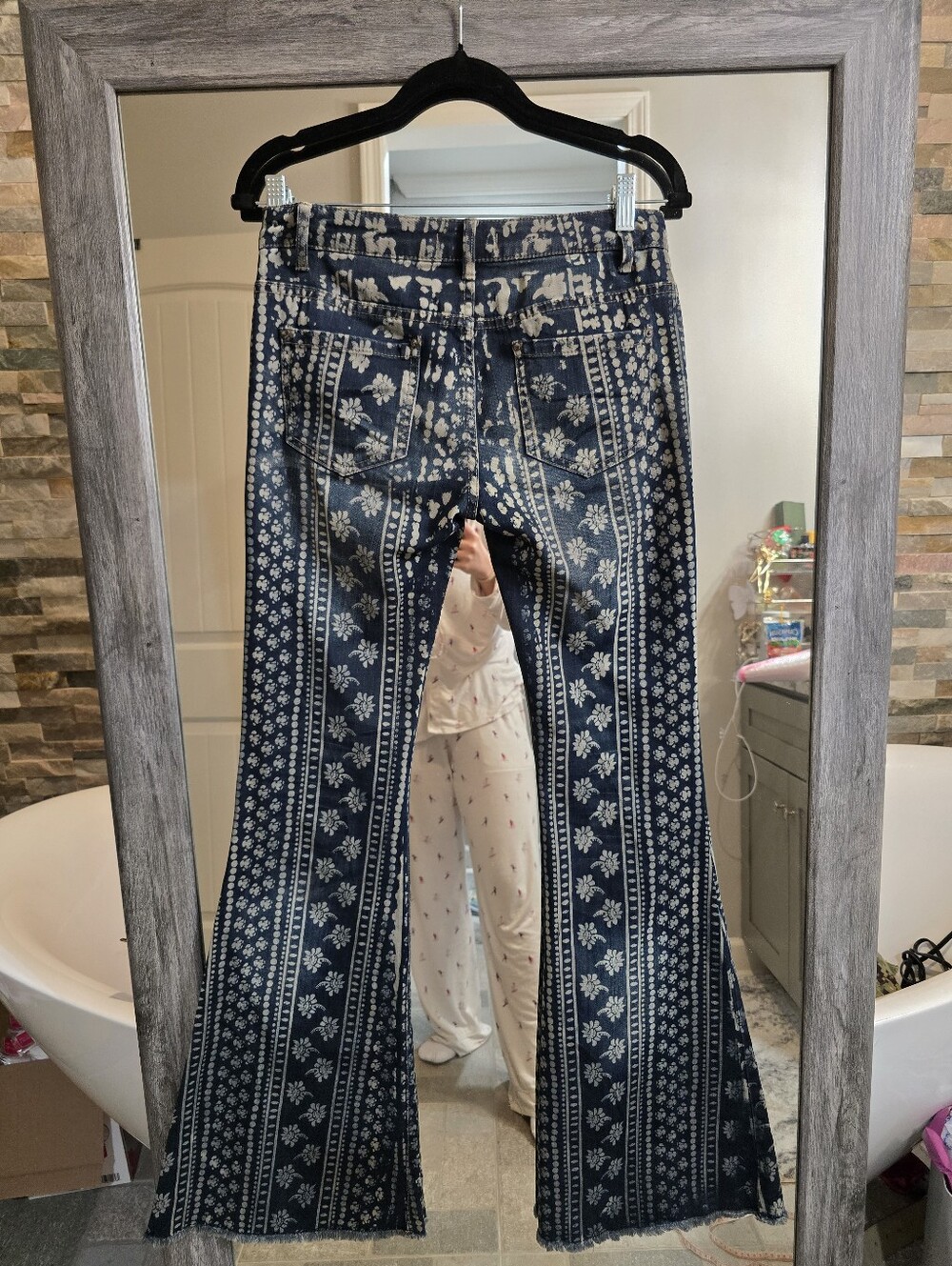 NWOT Free People Low Rise Flare Bell Bottom Jeans Cotton Mantra Hippie Blue 25 - Picture 7 of 13